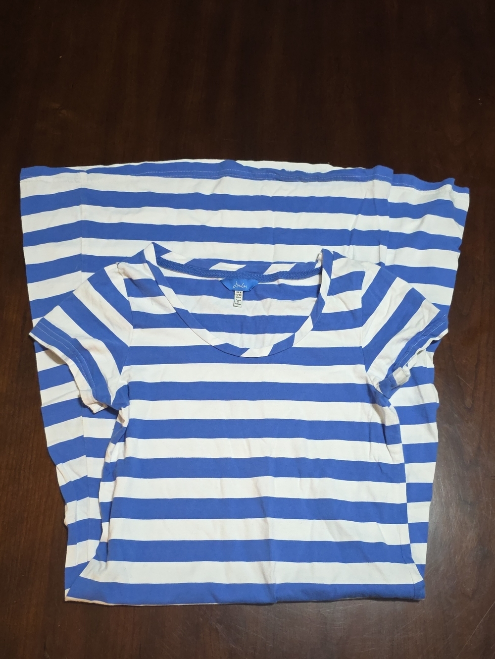 Joules Blue & White Wide Stripe Scoop Neck Tee
